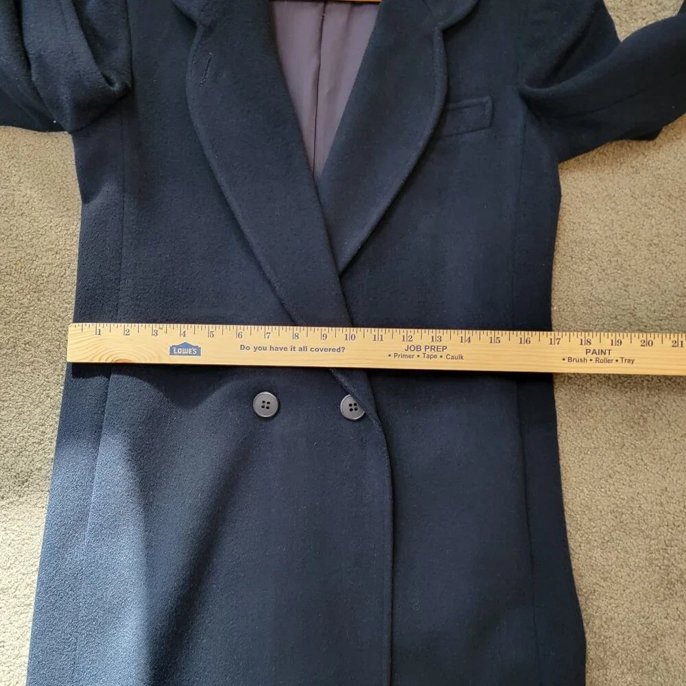 Vintage Women's Ashley Scott 100% Wool Navy Blue Coat - S - Picture 8 of 14